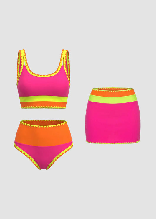 BONDEE 3 Piece Bikini Sets,Tummy Control & High Waisted Swimsuit