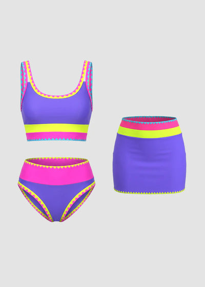 BONDEE 3 Piece Bikini Sets,Tummy Control & High Waisted Swimsuit
