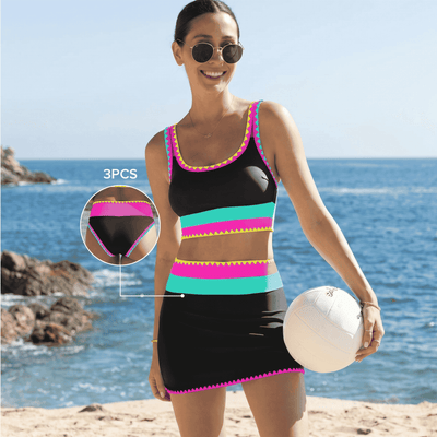 BONDEE 3 Piece Bikini Sets,Tummy Control & High Waisted Swimsuit