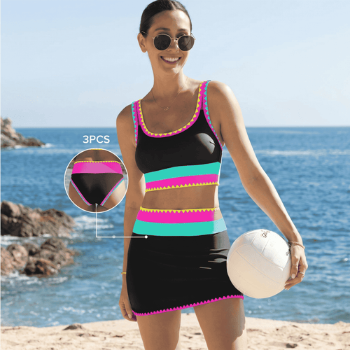 BONDEE 3 Piece Bikini Sets,Tummy Control & High Waisted Swimsuit